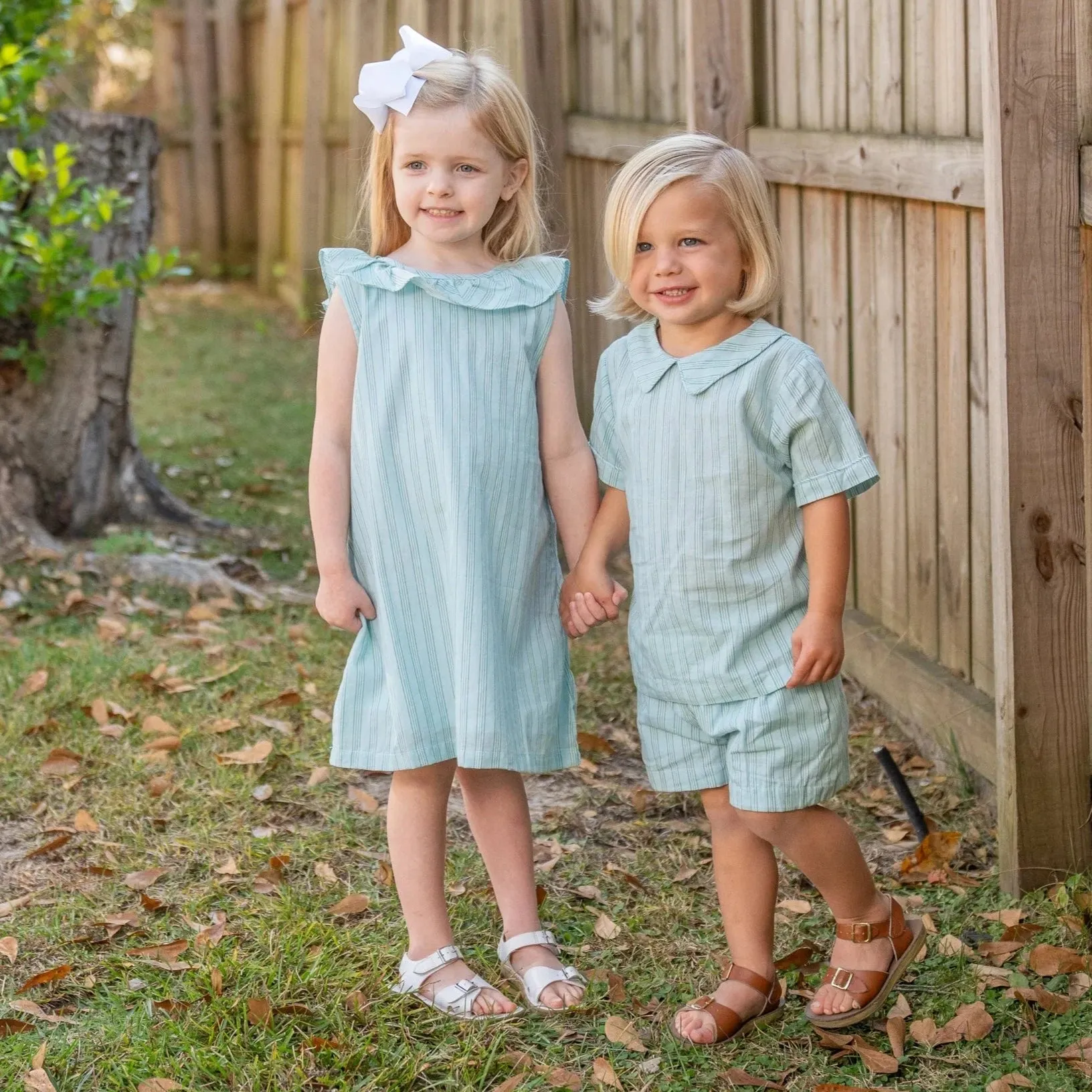 Ally Kole Blue & Green Stripe Dress