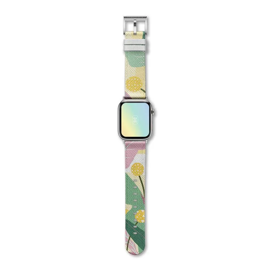 Apple Watch Strap Crimson Bottlebrush – PU Leather – 38mm – 41mm