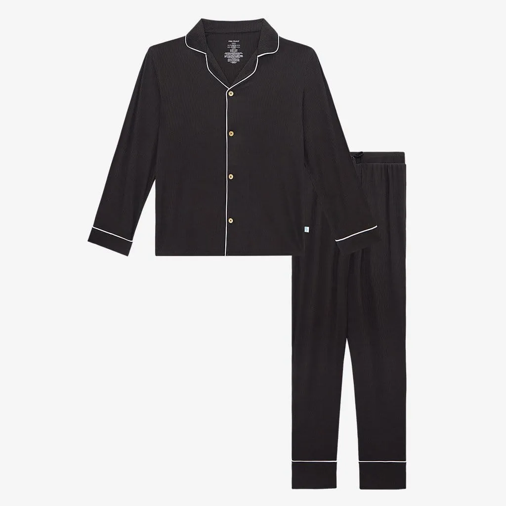 Black Ribbed Men's Relaxed Pant Luxe Loungewear