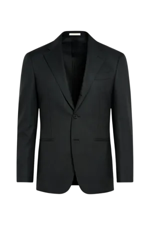 Black Wool Single Breasted 2-Piece Suit