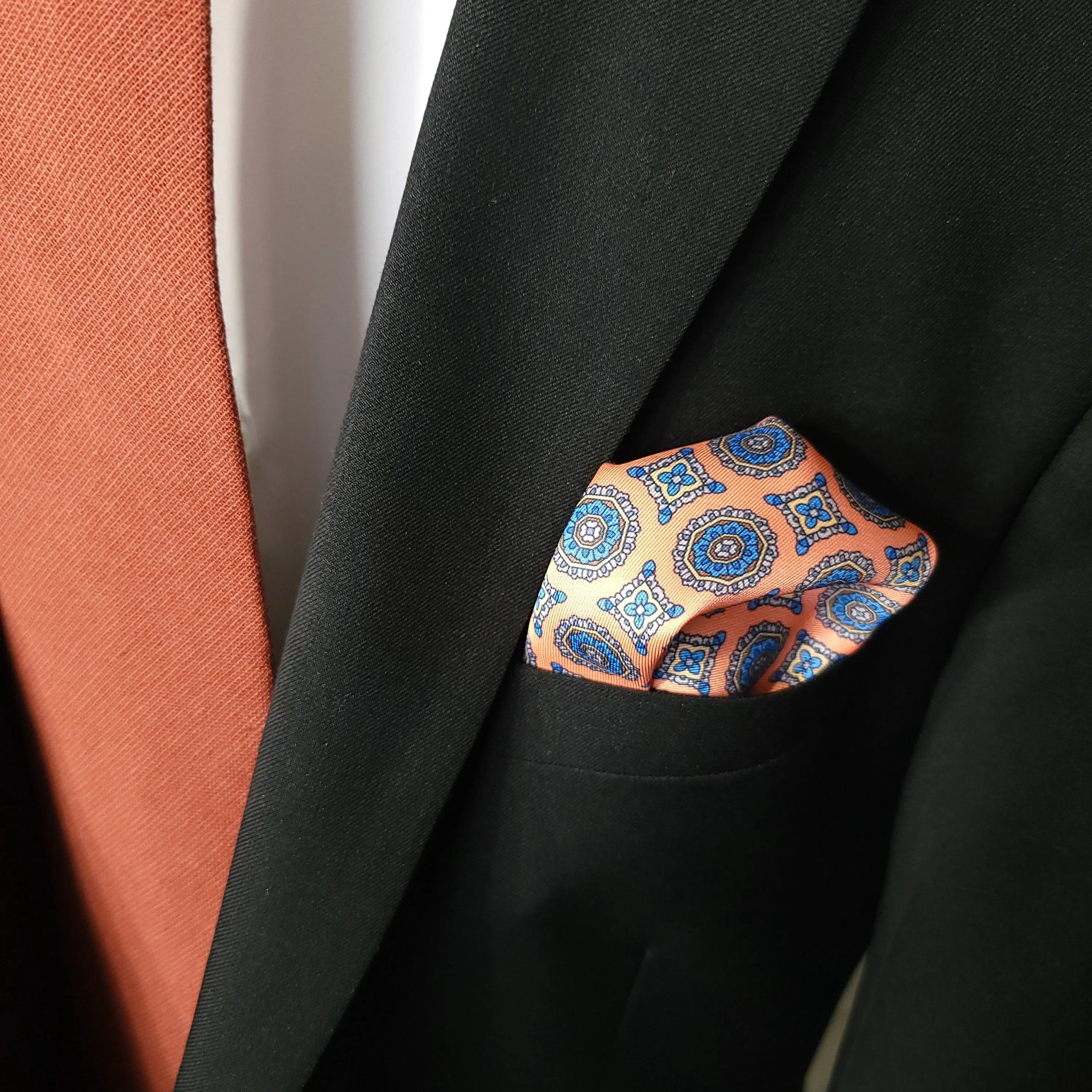 Blue Coral Polka Dot Stylish and Elegant Silk Pocket Square