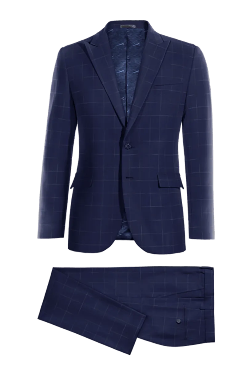 Blue Windowpane Stretch 2-Button Suit