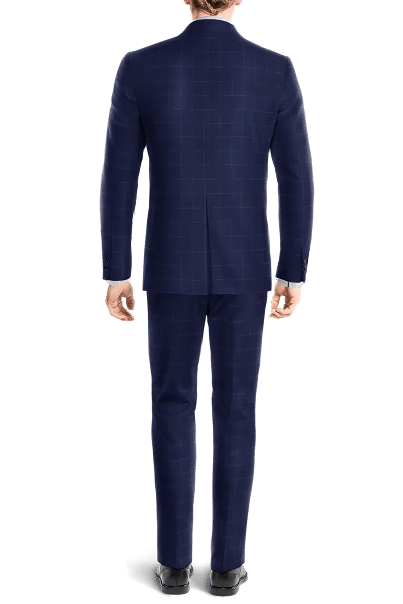 Blue Windowpane Stretch 2-Button Suit