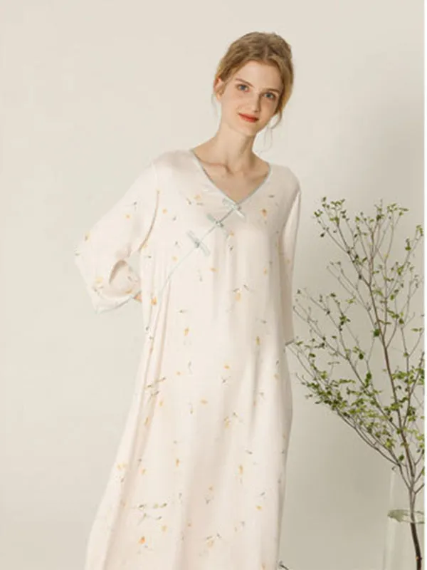 Casual Flower Print Cotton Nightdress