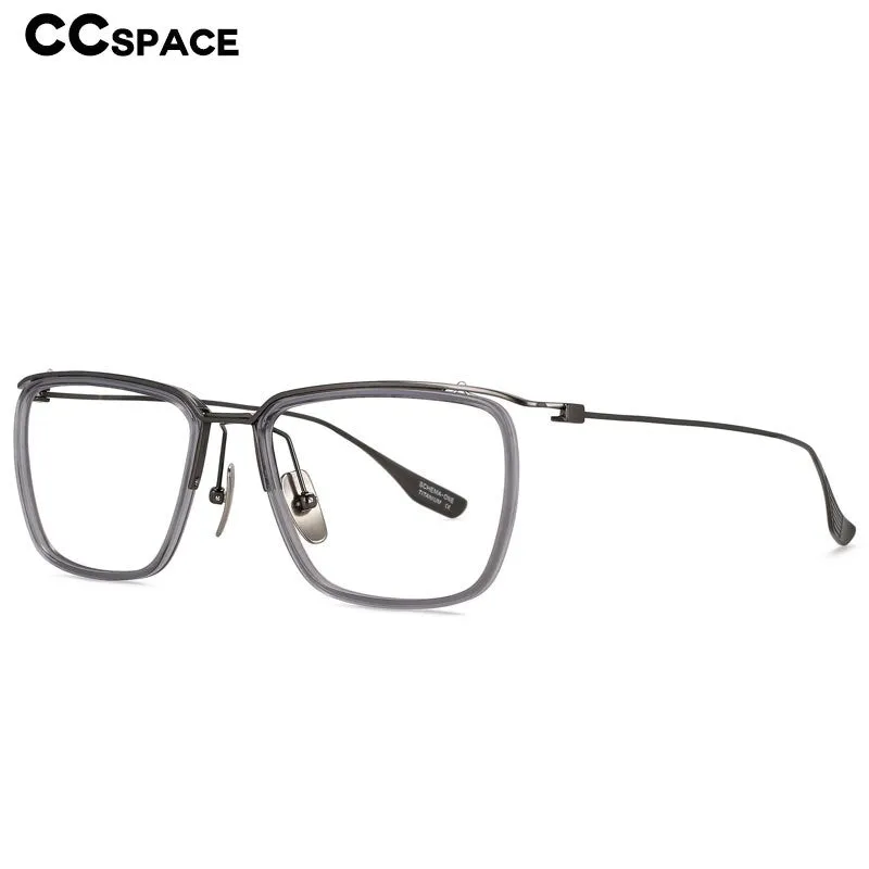 CCspace Men's Semi Rim Square Titanium Eyeglasses 55920