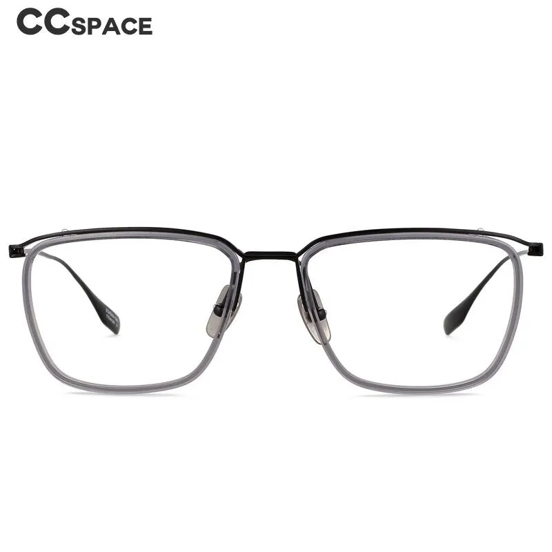 CCspace Men's Semi Rim Square Titanium Eyeglasses 55920