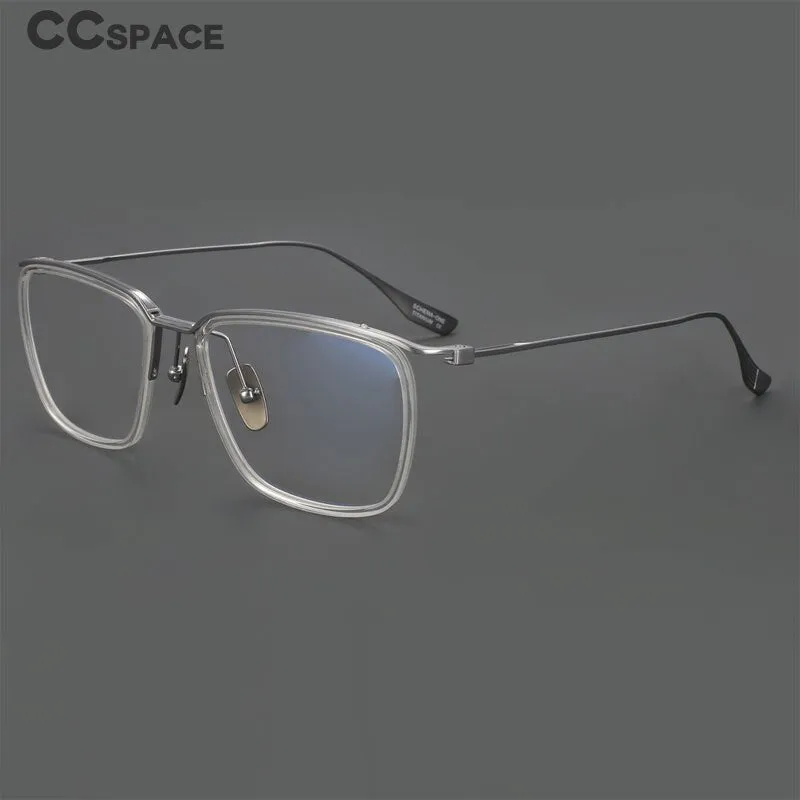 CCspace Men's Semi Rim Square Titanium Eyeglasses 55920