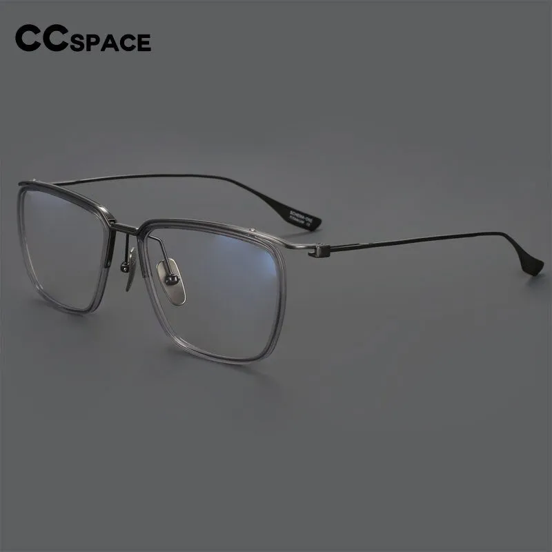 CCspace Men's Semi Rim Square Titanium Eyeglasses 55920