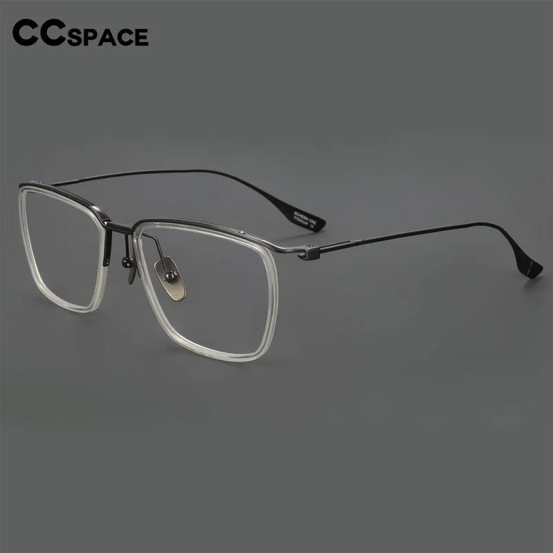 CCspace Men's Semi Rim Square Titanium Eyeglasses 55920