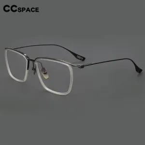 CCspace Men's Semi Rim Square Titanium Eyeglasses 55920