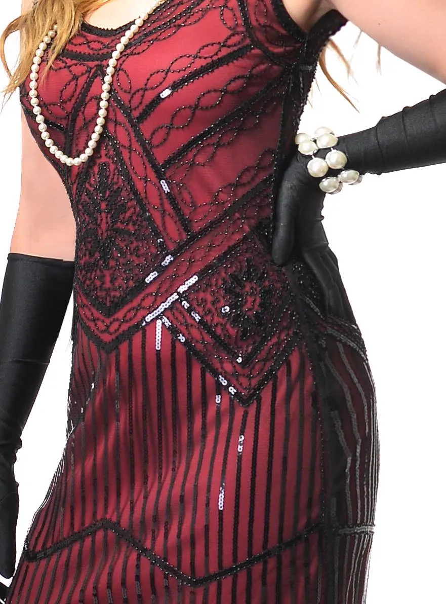 Charming 1920s Red and Black Womens Plus Size Gatsby Costume