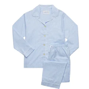 Classic Blue Gingham Luxe Pima Pajamas