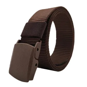 Classy Men Brown Web Belt With Plastic Buckle