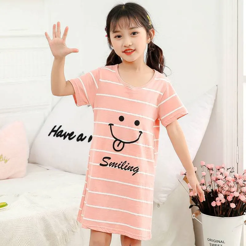 Cotton Nightdress Parent-child Baby Thin Princess Dress Girl Child Short-sleeved Pajama Dress