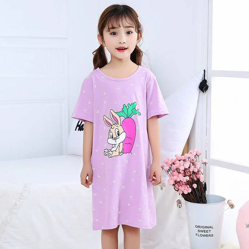 Cotton Nightdress Parent-child Baby Thin Princess Dress Girl Child Short-sleeved Pajama Dress