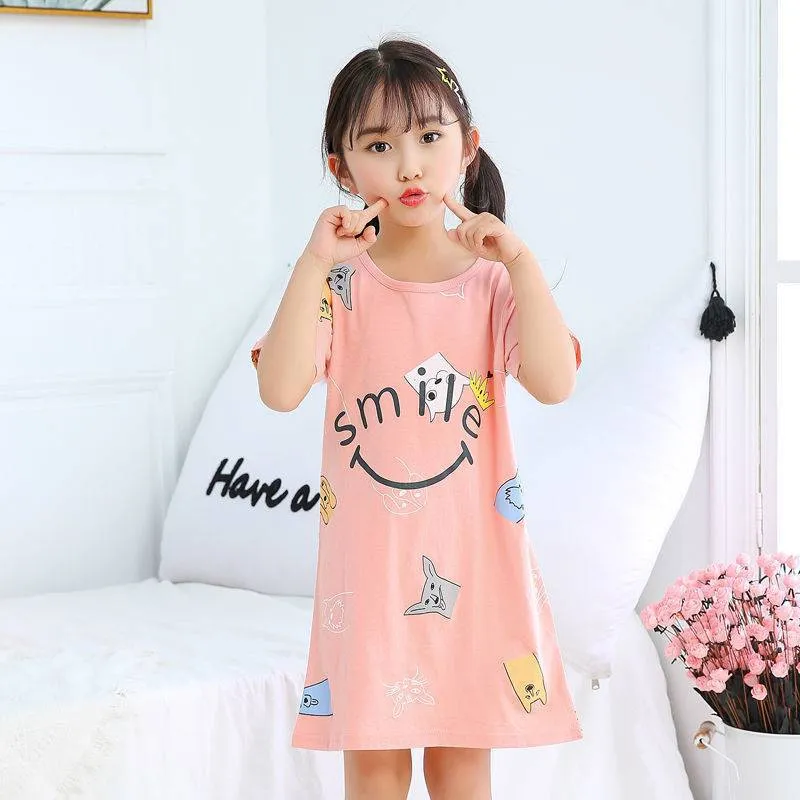 Cotton Nightdress Parent-child Baby Thin Princess Dress Girl Child Short-sleeved Pajama Dress