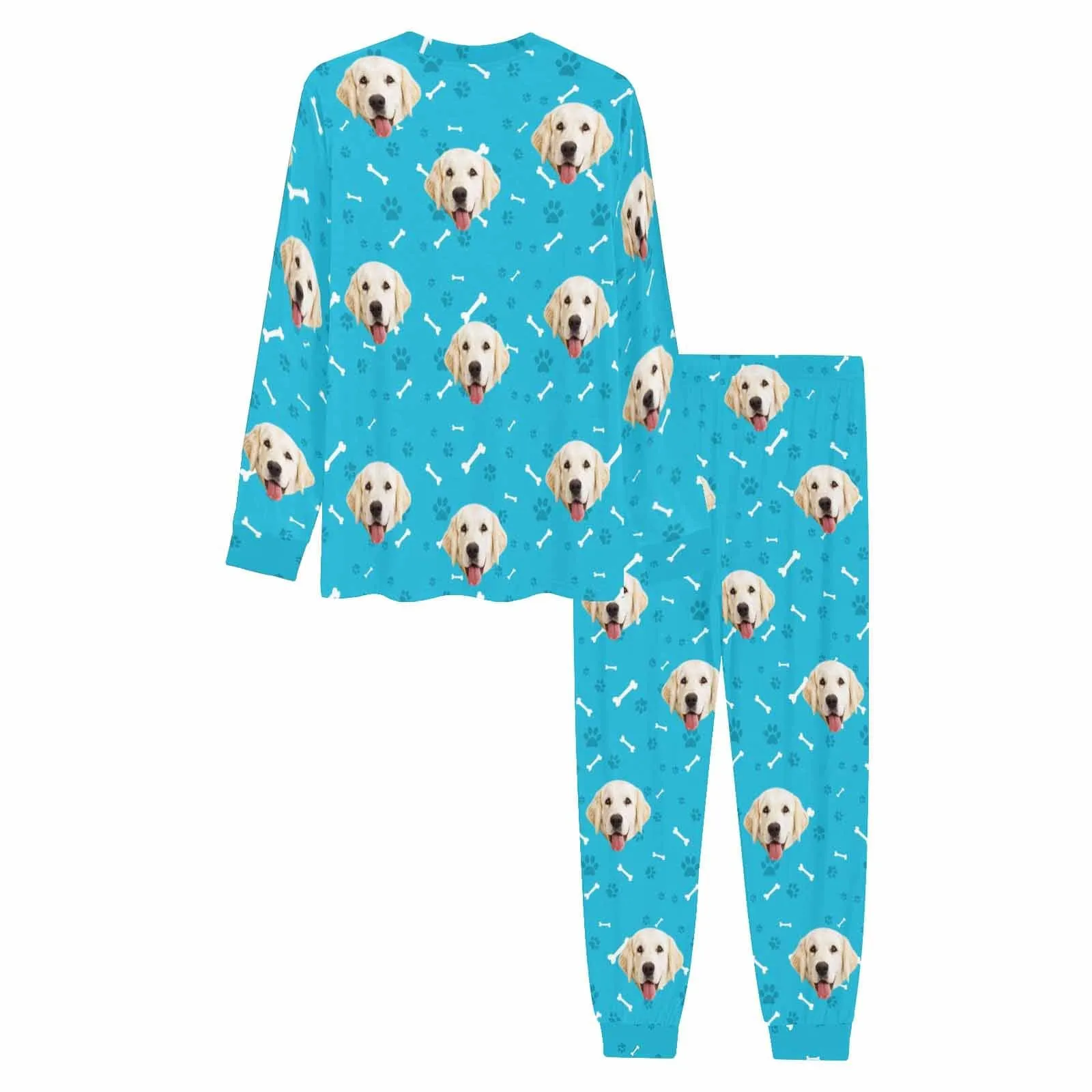 Custom Dog Pajamas Personalized Pet Face Paw & Bone Men's All Over Print Pajama Set