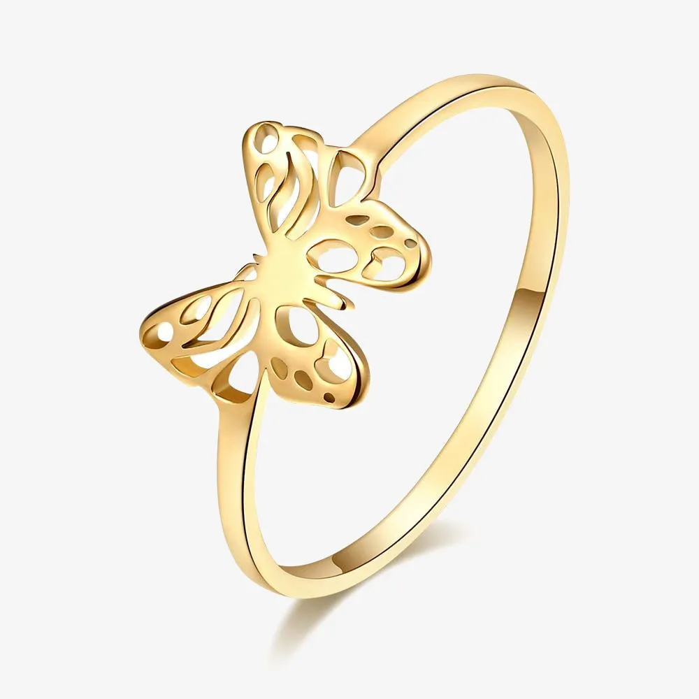 Cutout Exquisite Butterfly Ring Gold and Silver Color