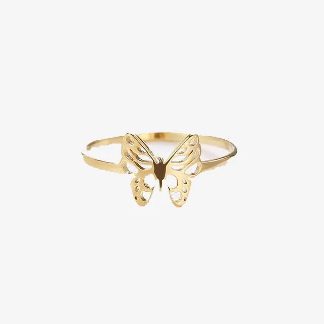 Cutout Exquisite Butterfly Ring Gold and Silver Color