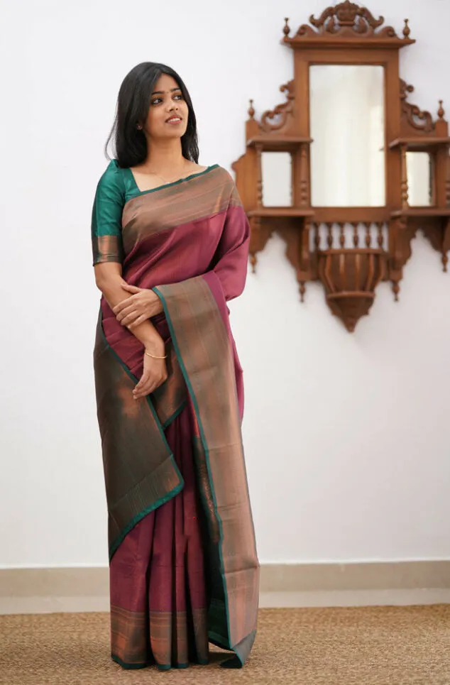 Energetic Maroon Soft Silk Saree With Mesmerising Blouse Piece