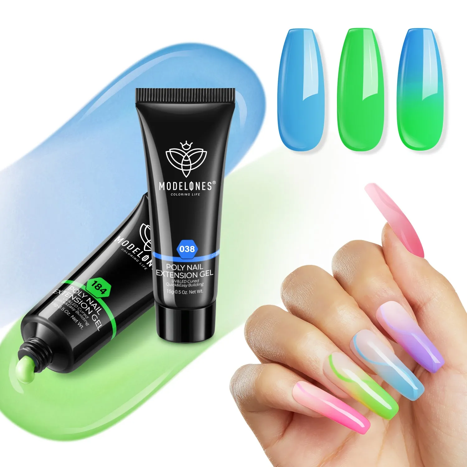 Energetic Summer - 2Pcs Poly Nail Gel Set (15g)