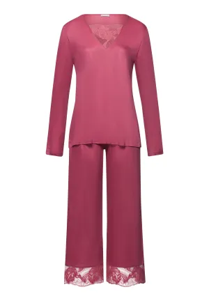 Eva Lace Accented Crop Pajama Set | Rose Wine 74887-2414