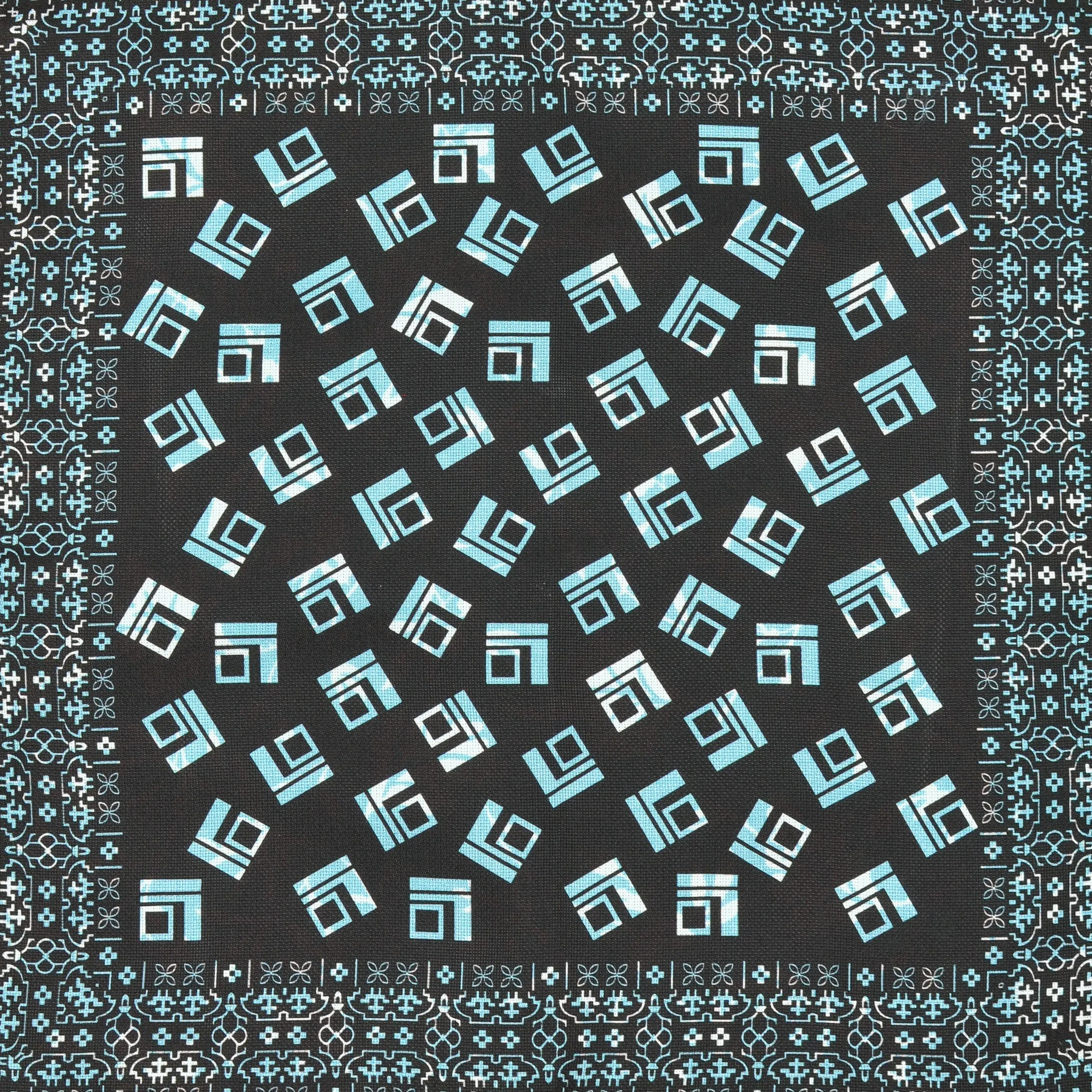 Geo's & Flora Reversible Panama Silk Pocket Square in Dark Brown & Teal