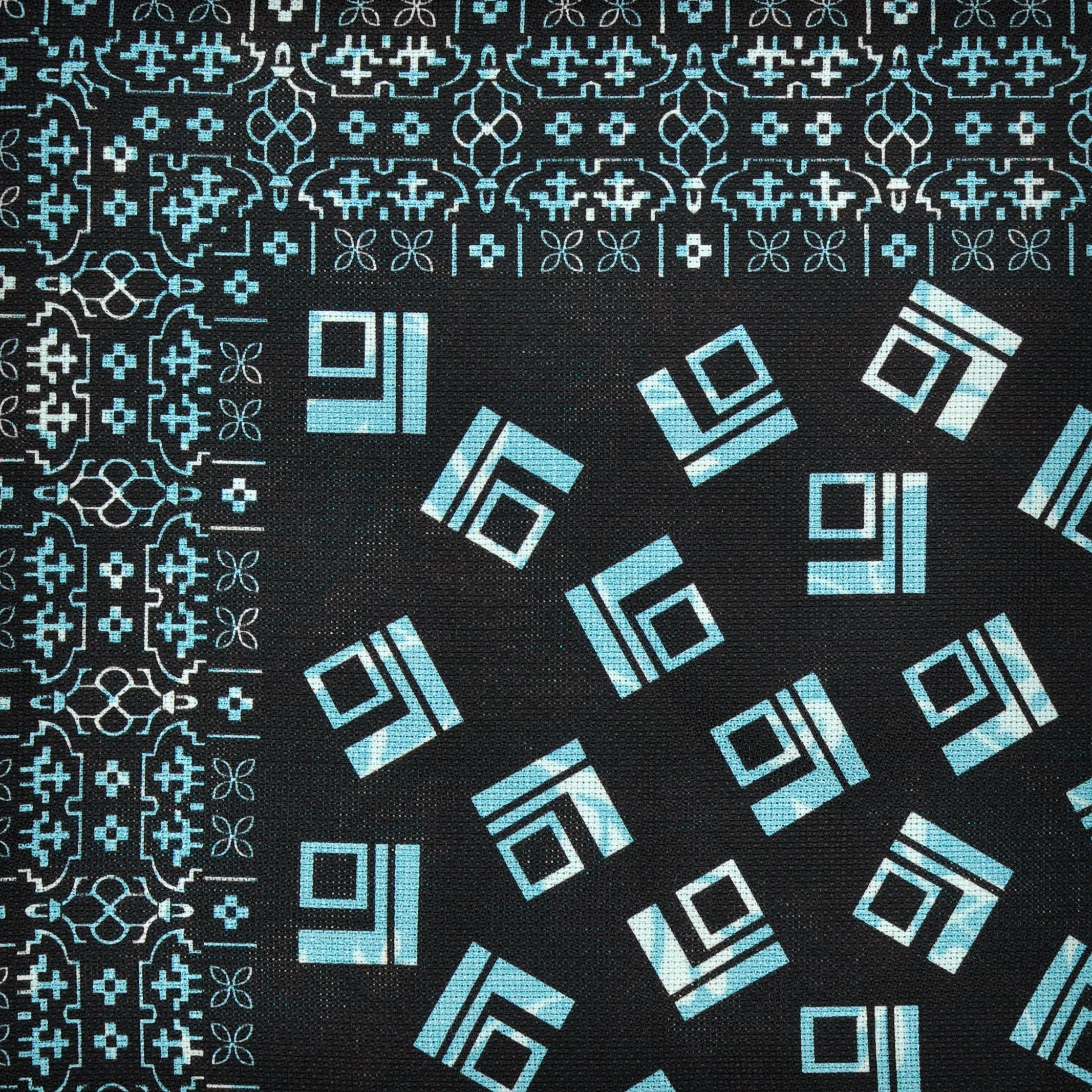 Geo's & Flora Reversible Panama Silk Pocket Square in Dark Brown & Teal