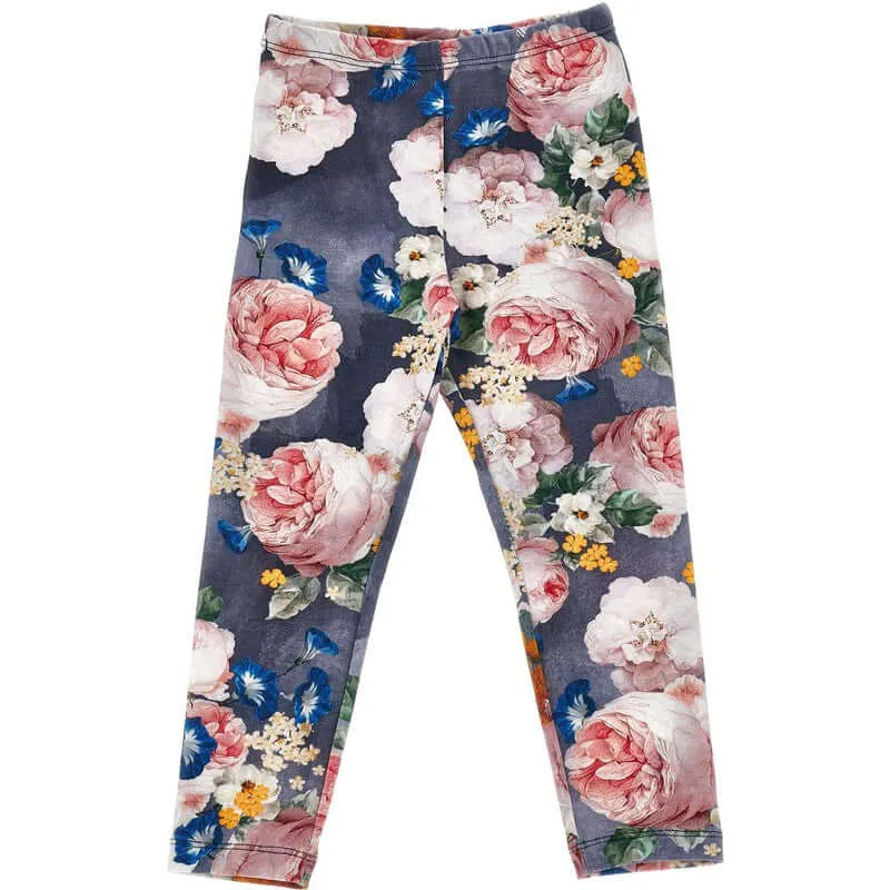 Girls Cotton Ivory & Blue Legging Set