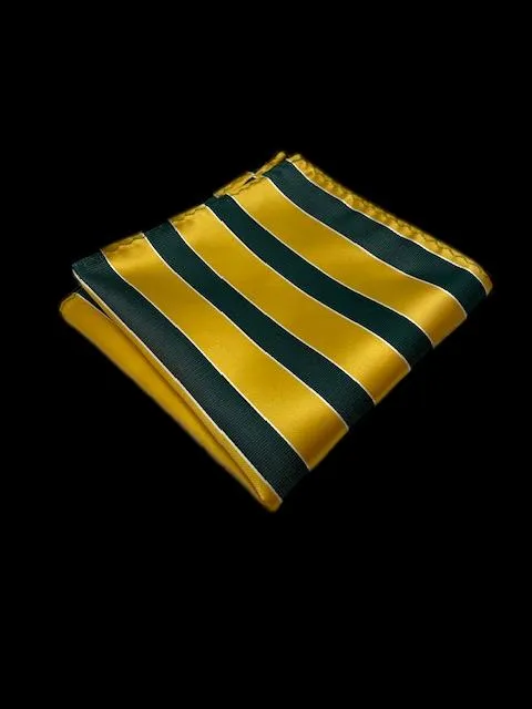 Gold and Green Striped Pocket Square