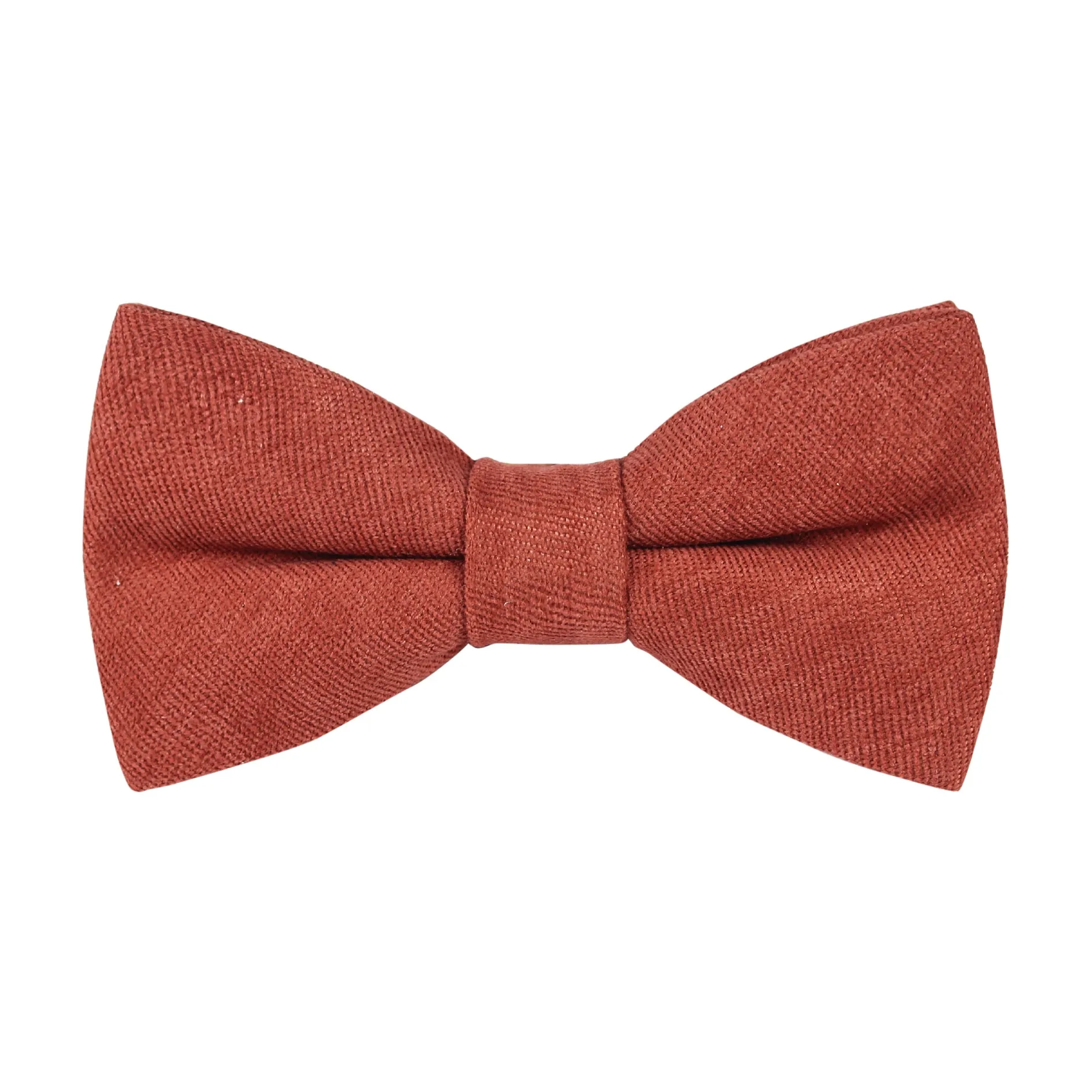 Grace Terracotta Cotton Blend Bow Tie and Pocket Square Set