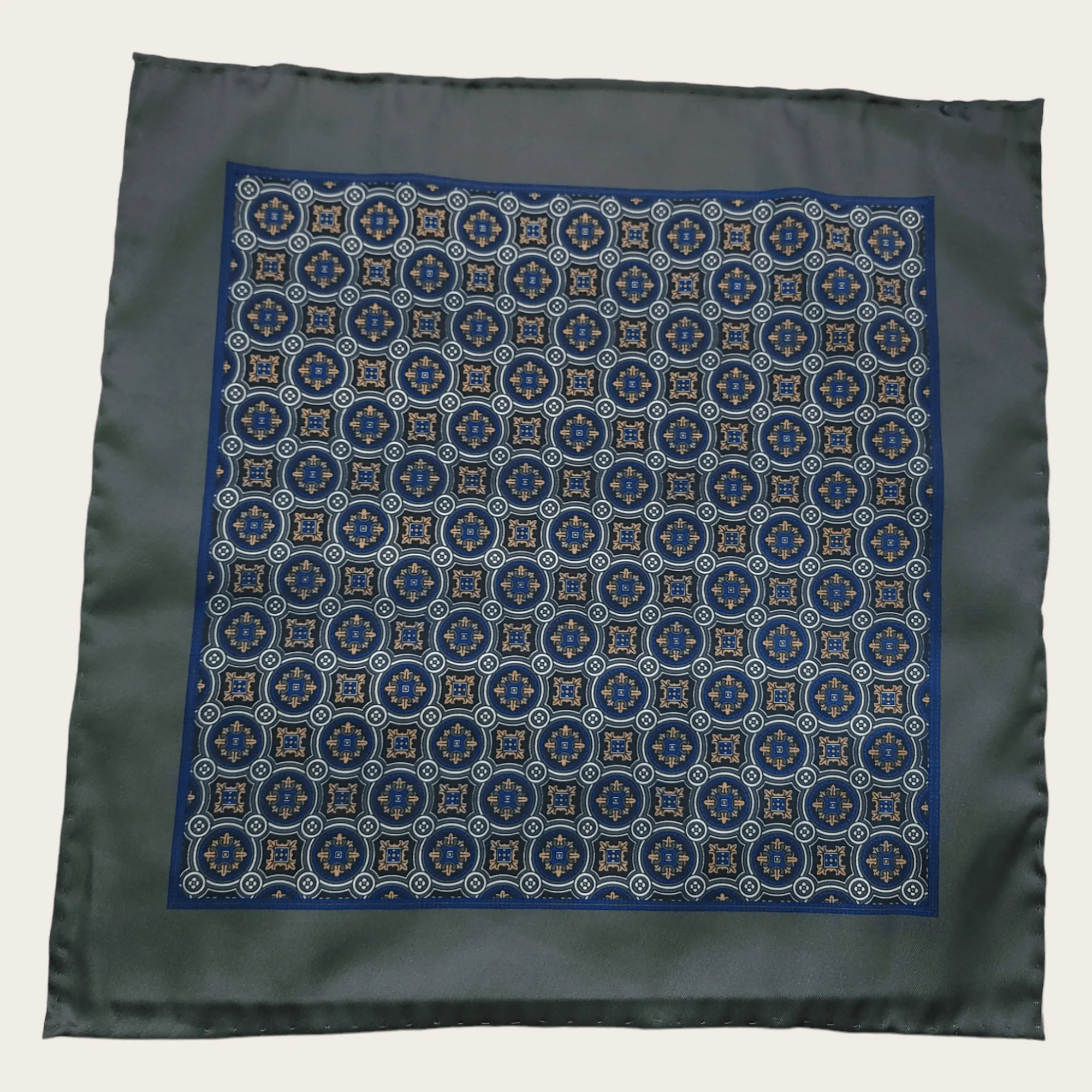 Gray Luxurious Blue Stylish and Elegant Silk Pocket Square