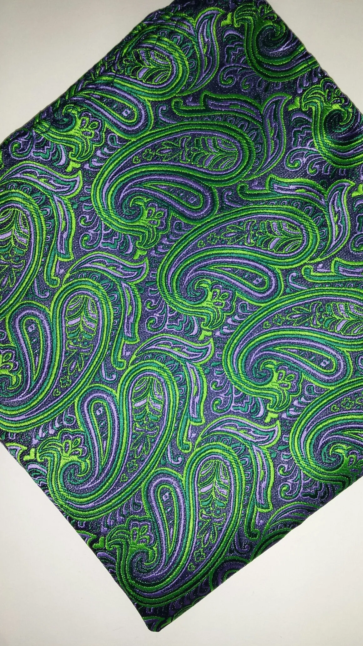 Green and Purple Paisley Pocket Square