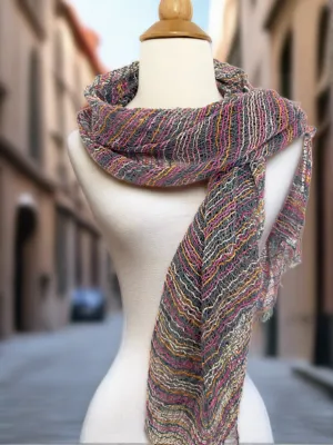 Handwoven Open Weave Cotton Scarf - Multi Grey