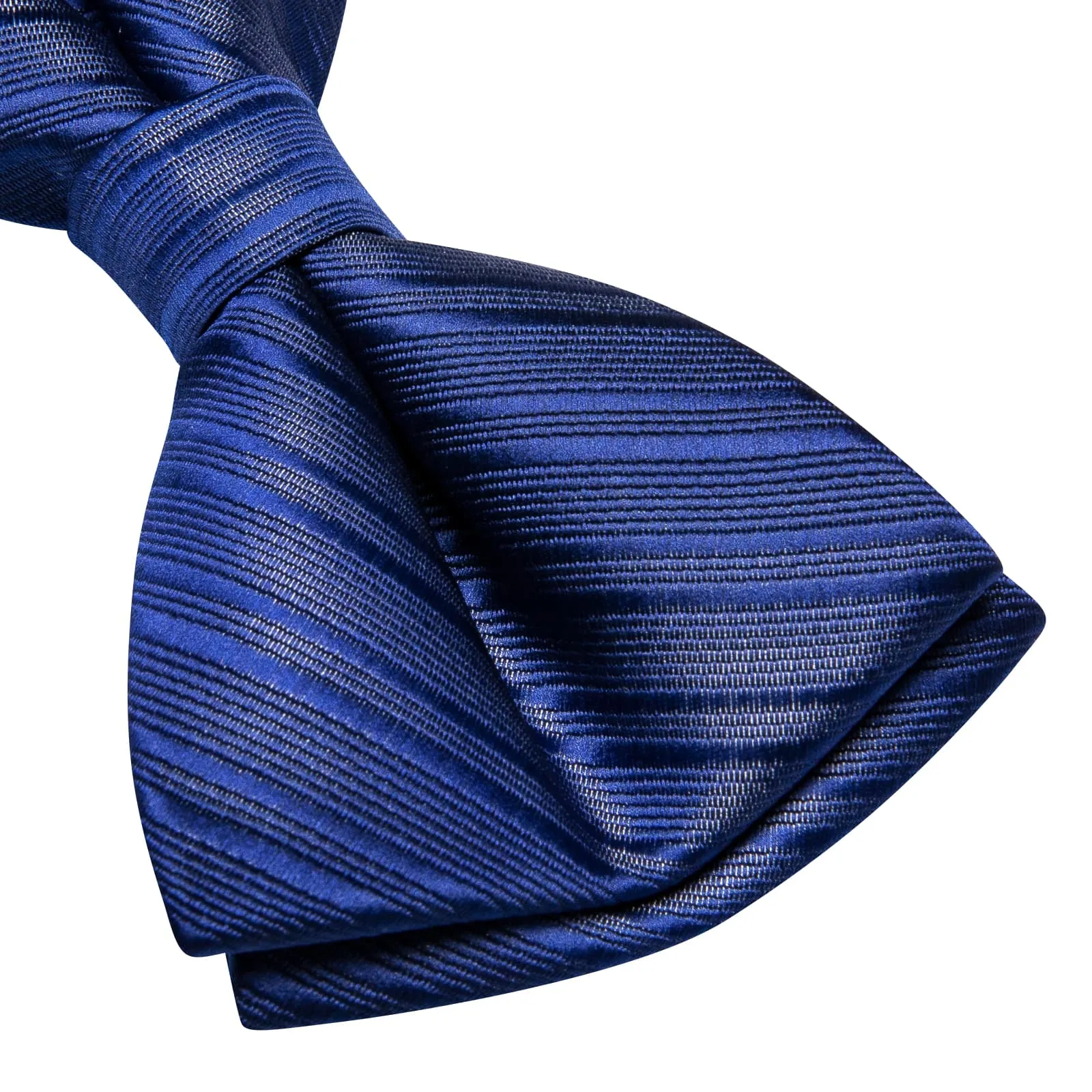 Hi-Tie Cerulean Blue Woven Striped Bow Tie Pocket Square Cufflinks Set