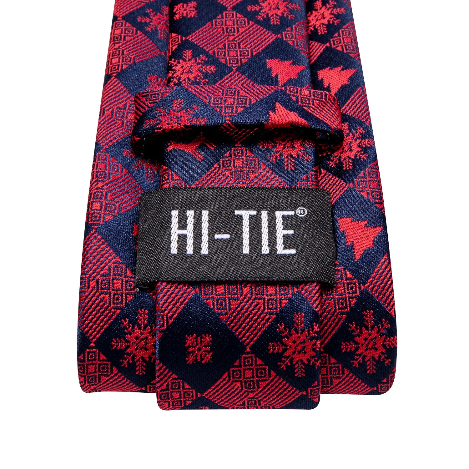 Hi-Tie Red Necktie Novelty Men's Necktie Pocket Square Cufflinks Set