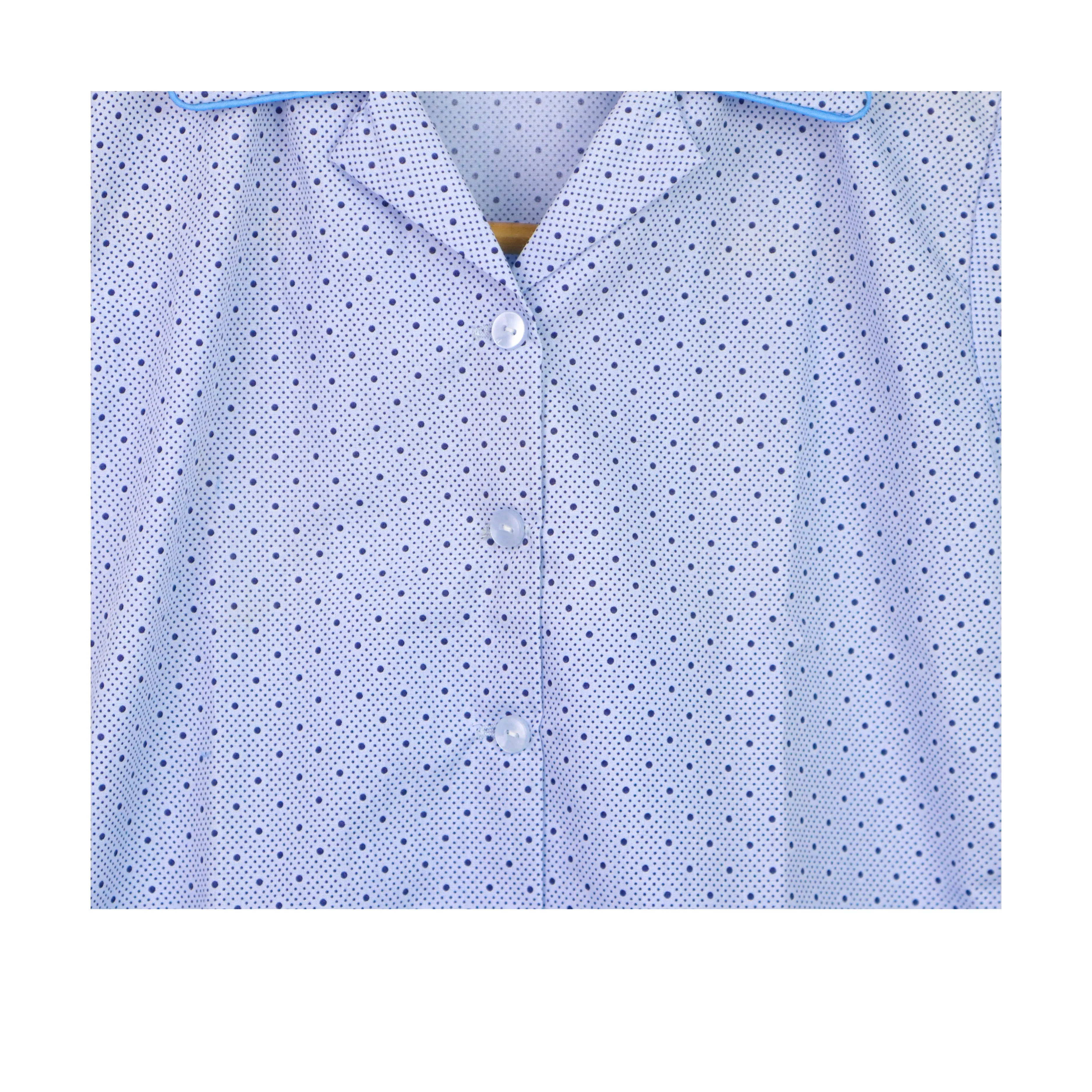 Kidscapade P. Girls Pajama Set Dotted Print with Collar - Light Blue