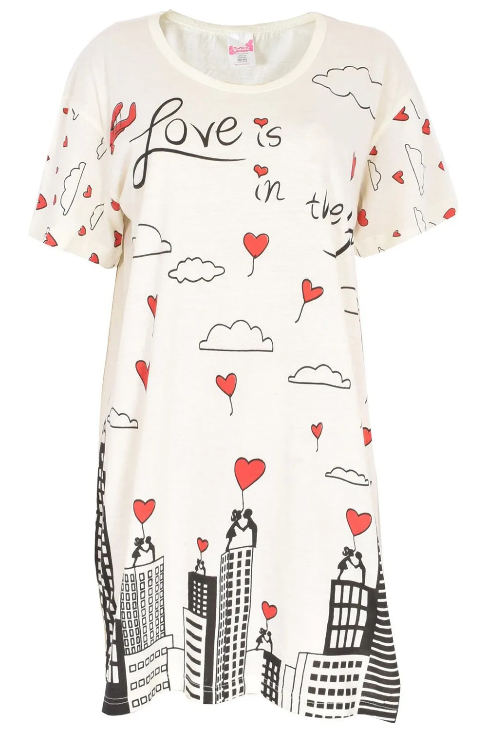 Ladies Short Sleeve Love Comfy Night Shirt