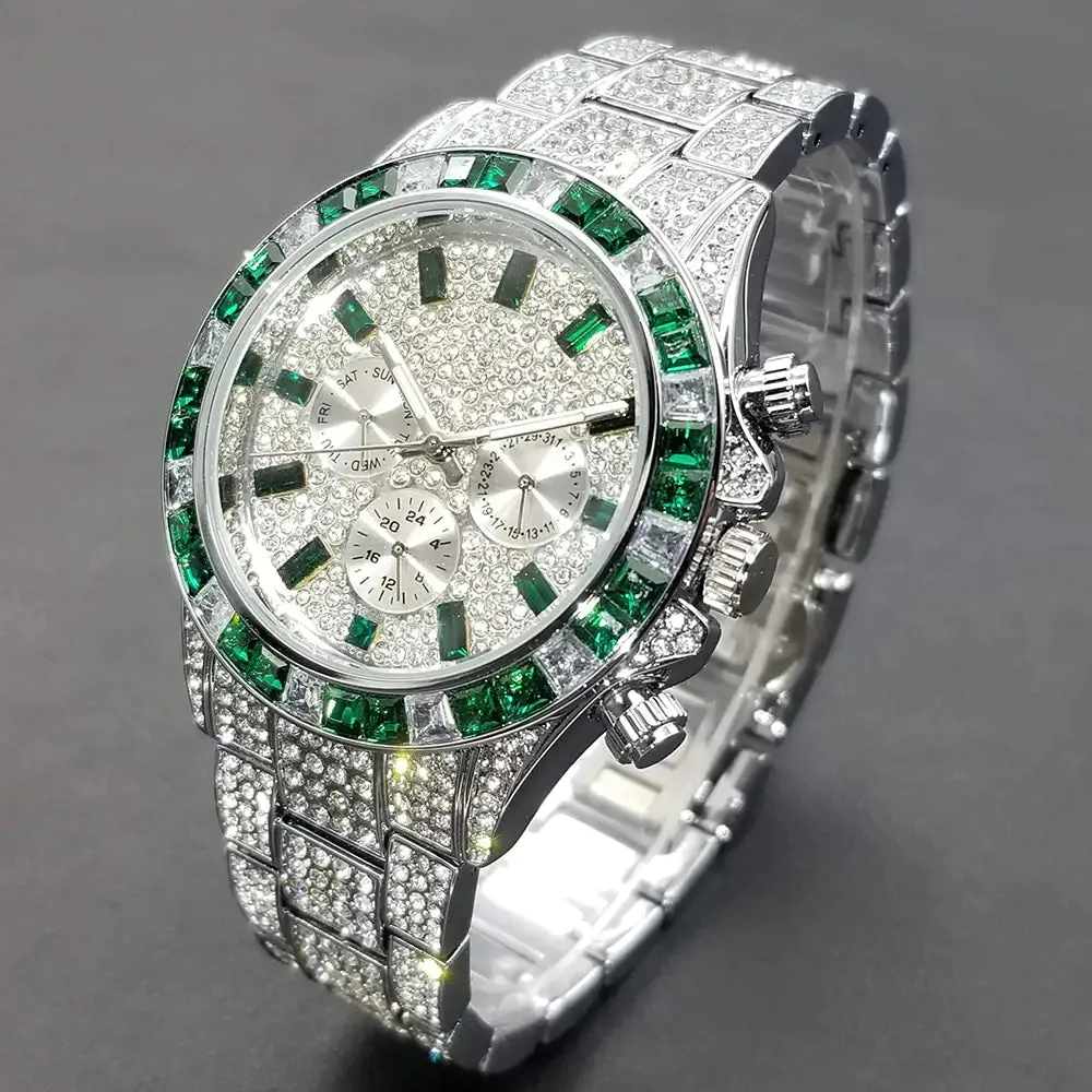 Luxury Diamond Coated Calendar Watches