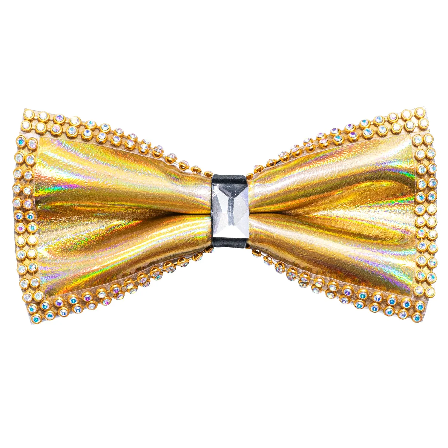 Luxury Golden Yellow Shining Rhinestone Pre-tied Adjustable Length Bow Tie