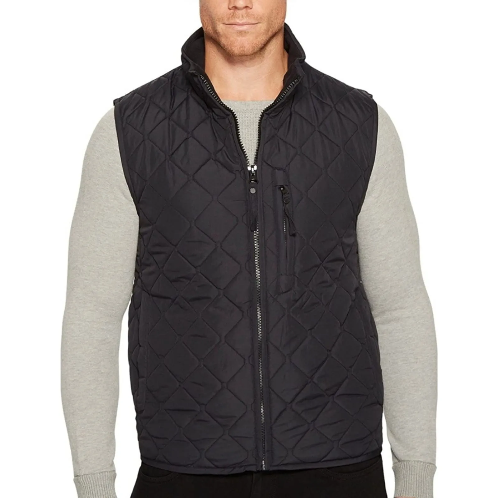 Marc NY Chester Quilted Vest Jacket XL Black