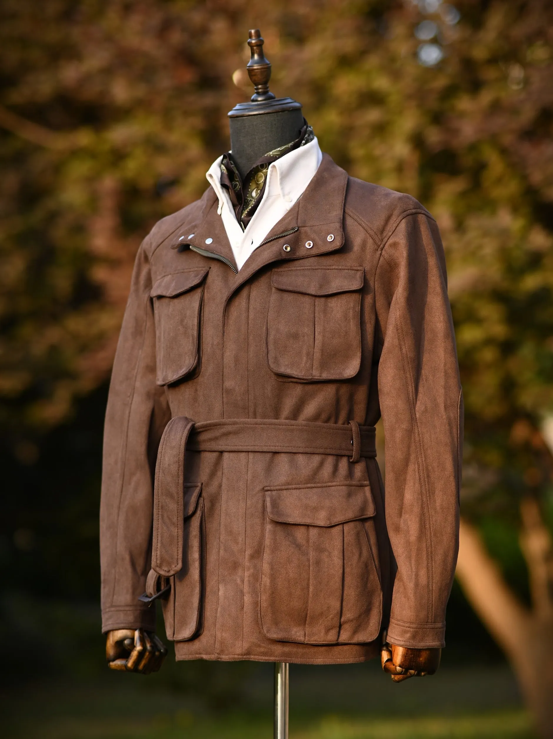 Men's Belt Faux-Suede Safari Jacket