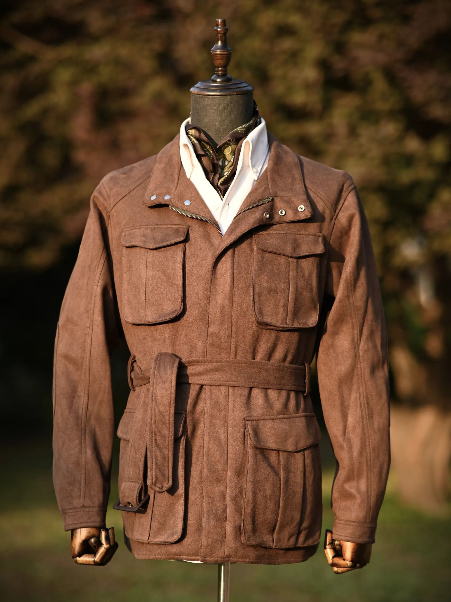 Men's Belt Faux-Suede Safari Jacket