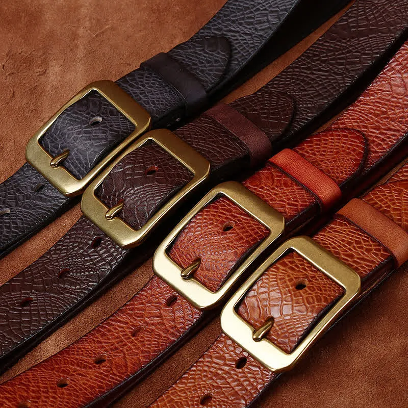 Men's Crocodile Print Full Grain Leather Belt