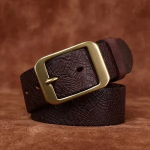 Men's Crocodile Print Full Grain Leather Belt