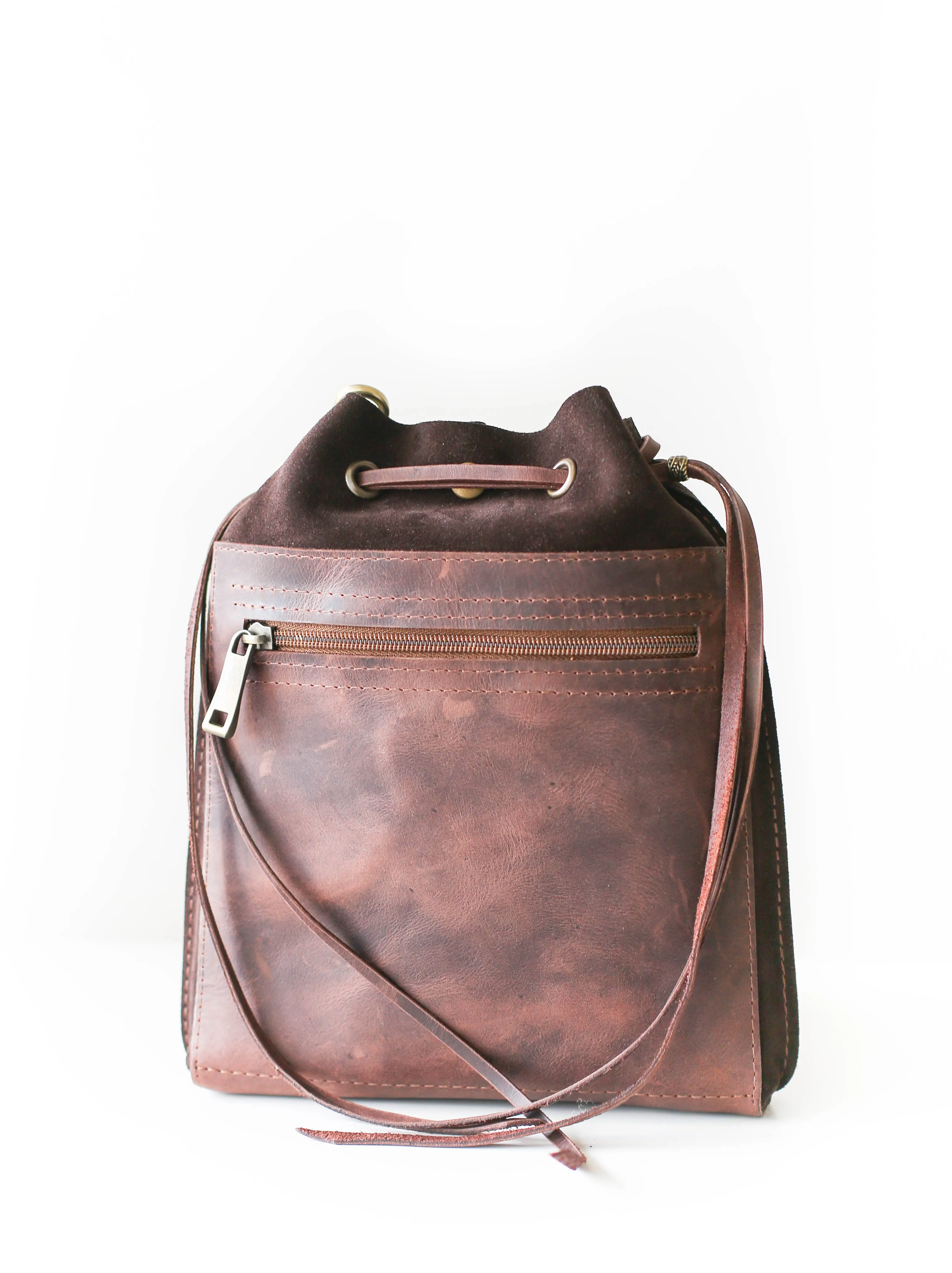 Men's Leather Bag - Men's Belt Bag - Dark Brown