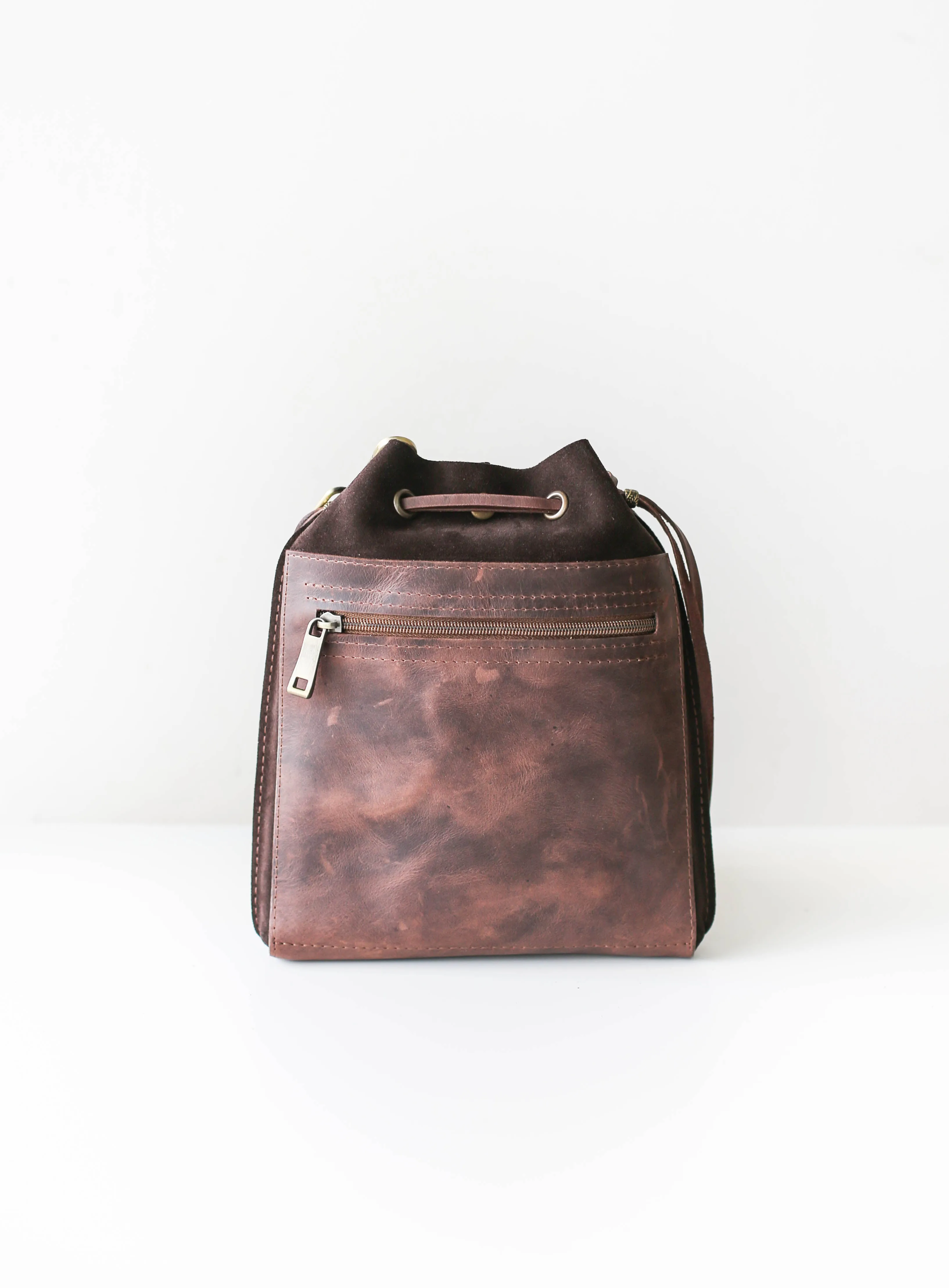 Men's Leather Bag - Men's Belt Bag - Dark Brown