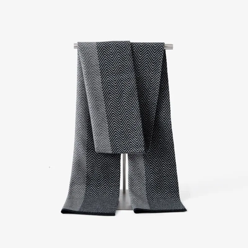 Men's Luxurious Herringbone Cozy Soft Wool Scarf