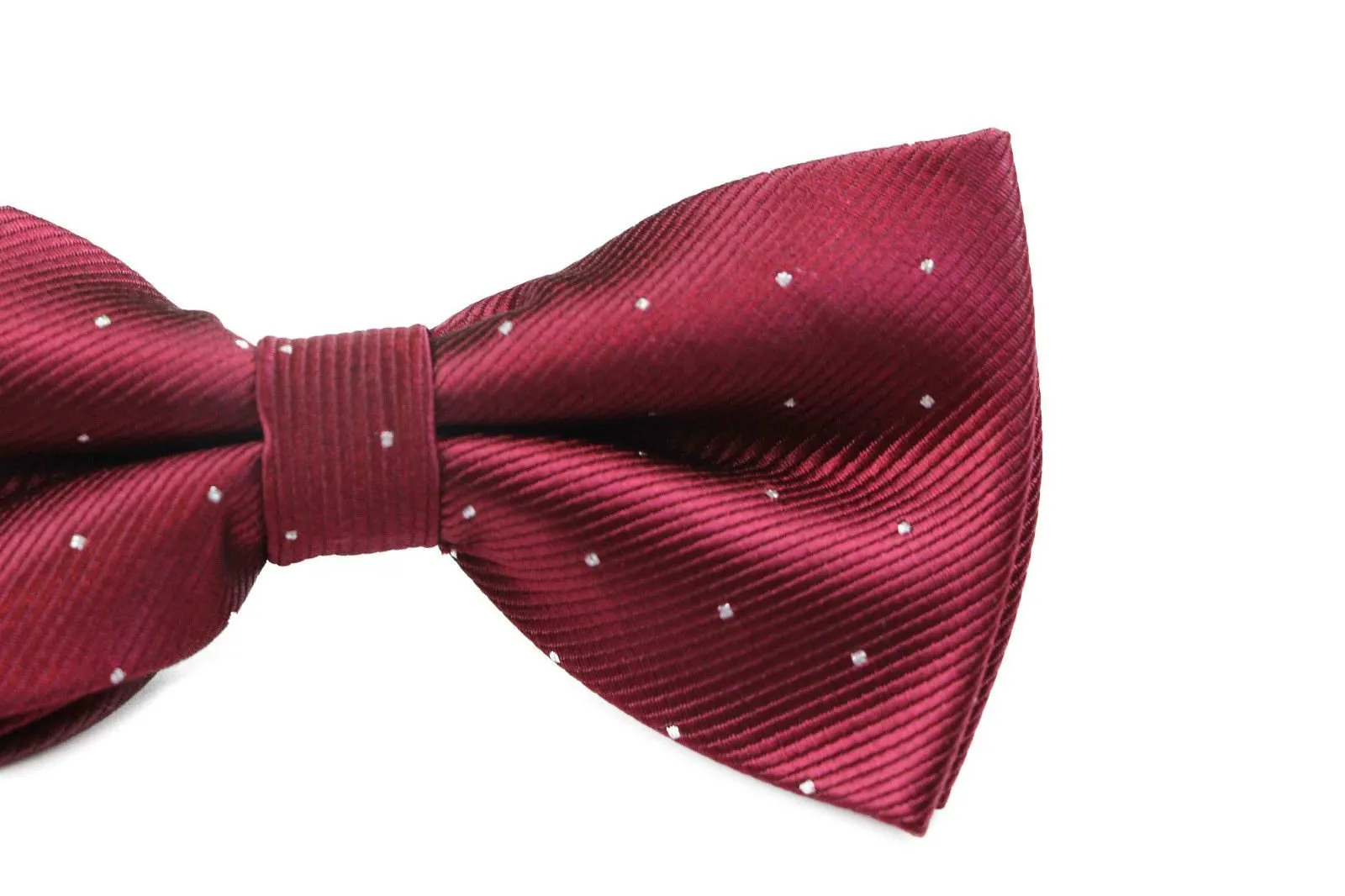 Mens Maroon With Silver Stars Matching Bow Tie & Pocket Square Set