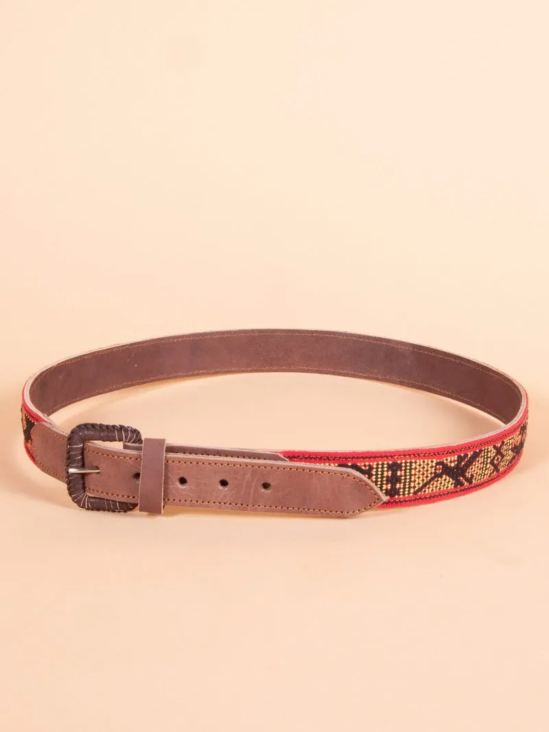 Men's Oaxacan Embroidered Leather Belt